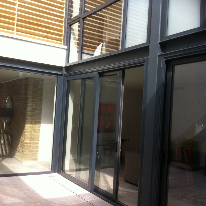 Anthracite aluminium sliding patio doors fitted in Chiswick